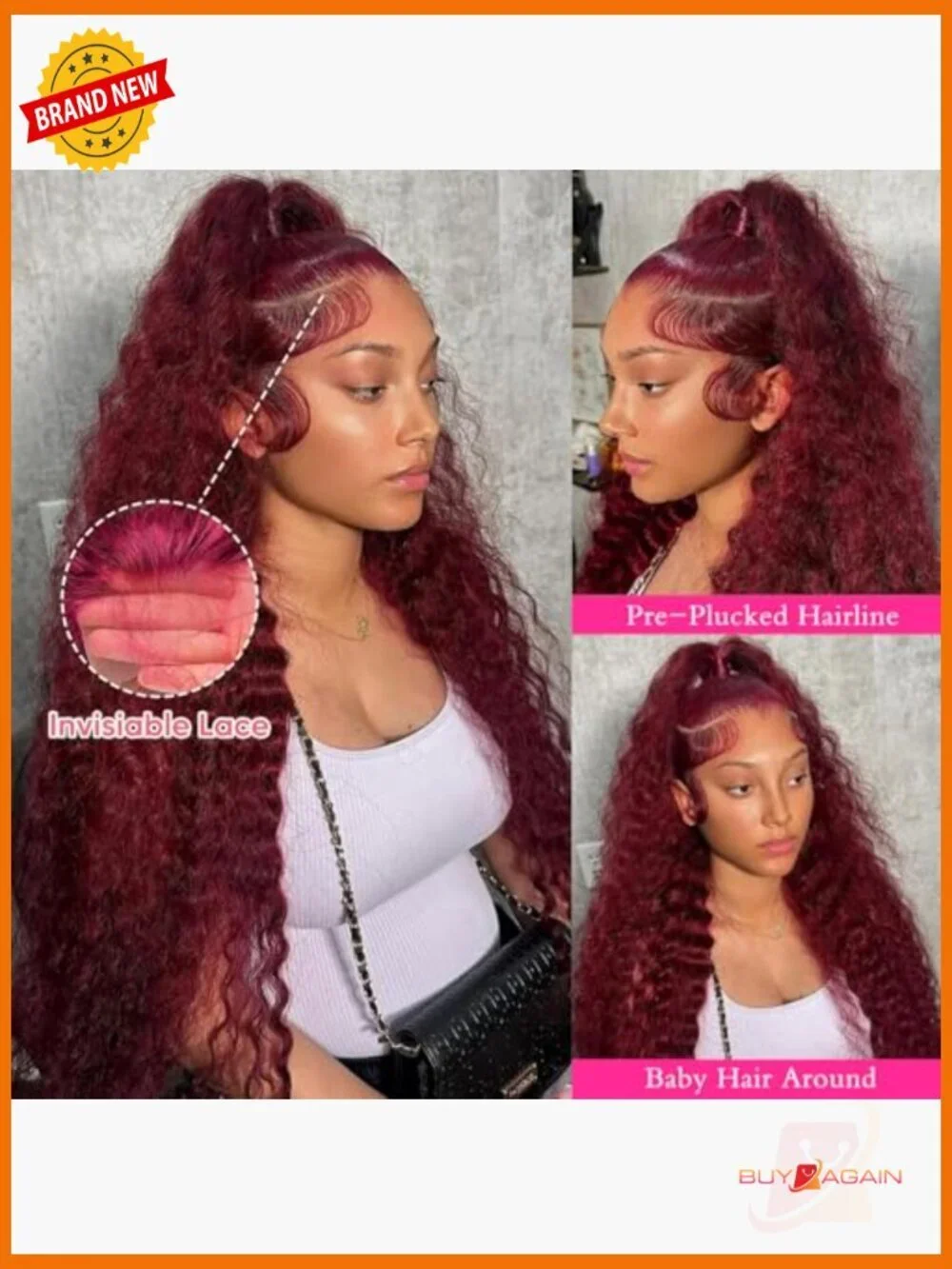 250 Density 30 Inch Deep Wave Lace Front Wig Human Hair Pre Plucked